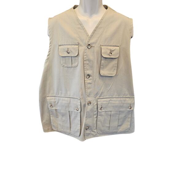 Willis & Geiger XL TALL XLT vintage tan fishing vest multi pocket EUC hunting #